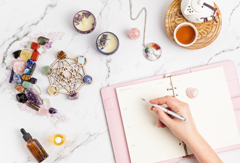 Writing the benefits after meditating with crystals