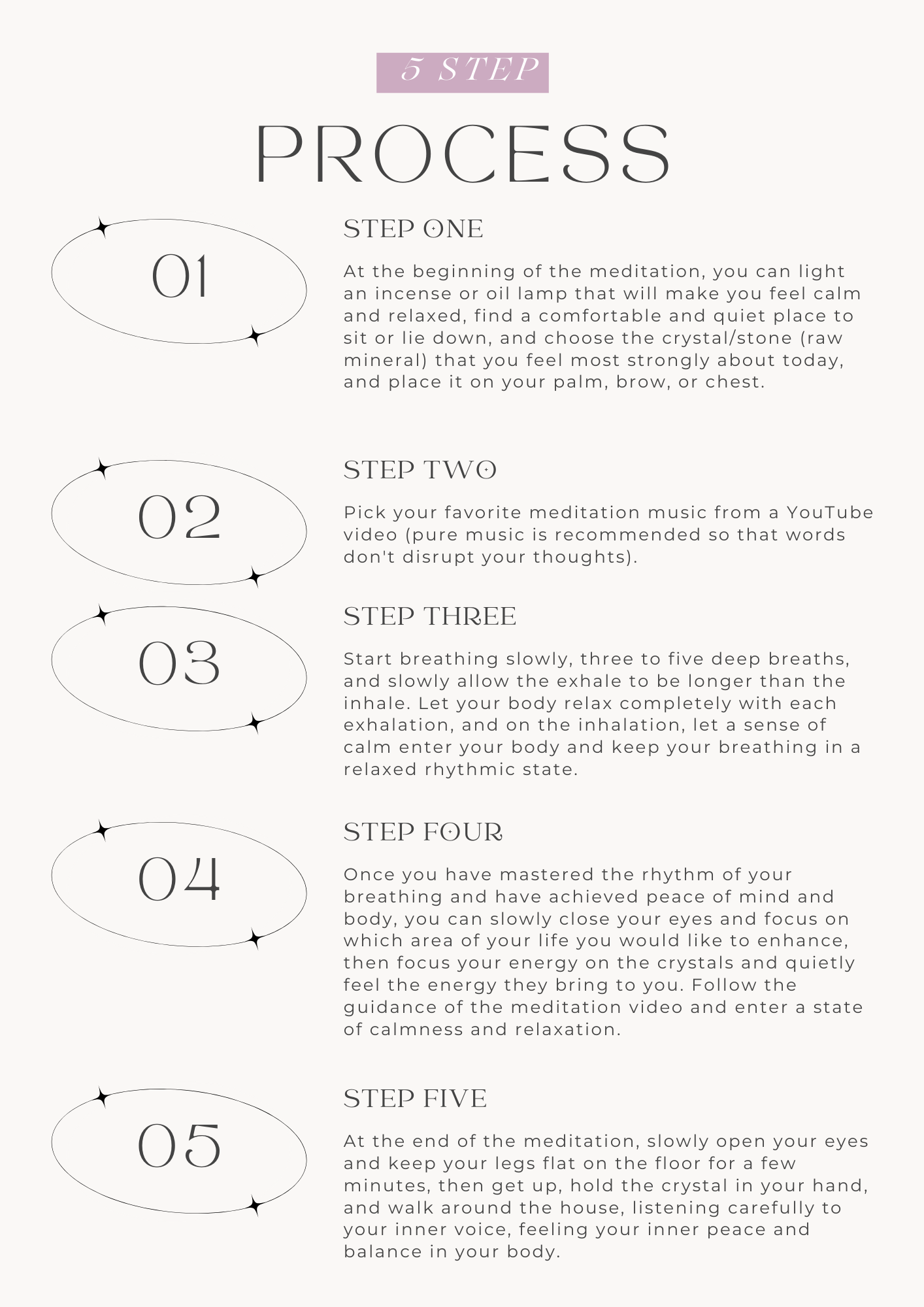 crystal meditation 5 steps process workbook