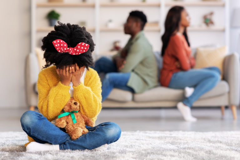Little girl is suffering from psychological trauma caused by her parents' quarrel